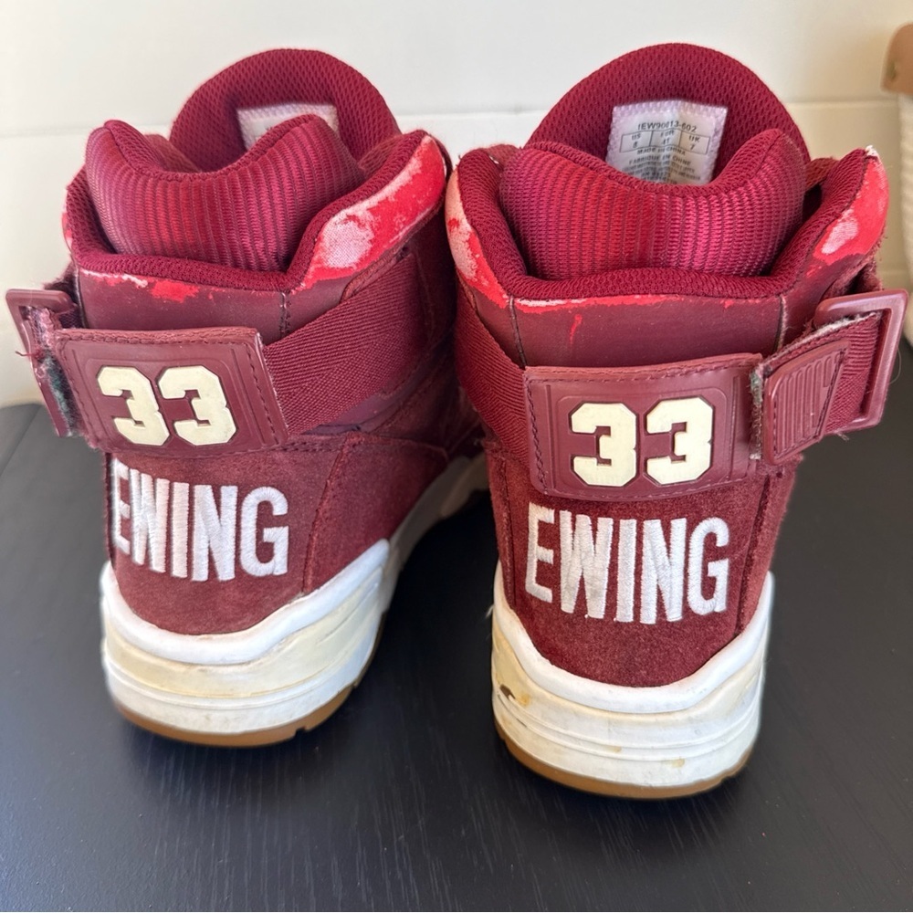 Patrick Ewing 33 HI Top Red Suede Sneakers - Size US 8 EUR 41 Vintage - Picture 4 of 10